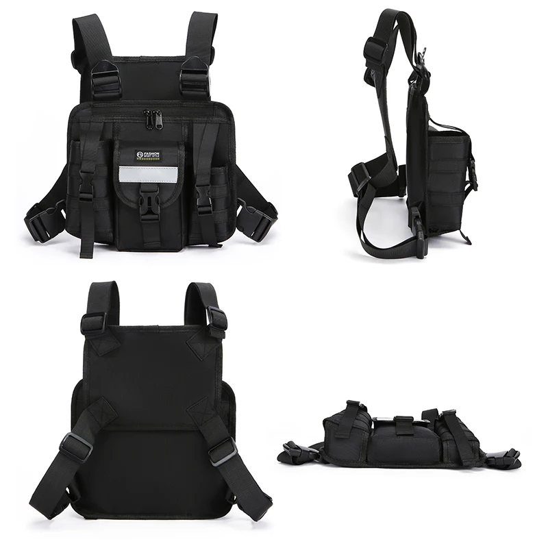 Bolsa de chaleco con función táctica para deportes al aire libre, multibolsillo, para senderismo, Camping, senderismo, mochila de entrenamiento, bolsa grande para herramientas en el pecho - imagen 5