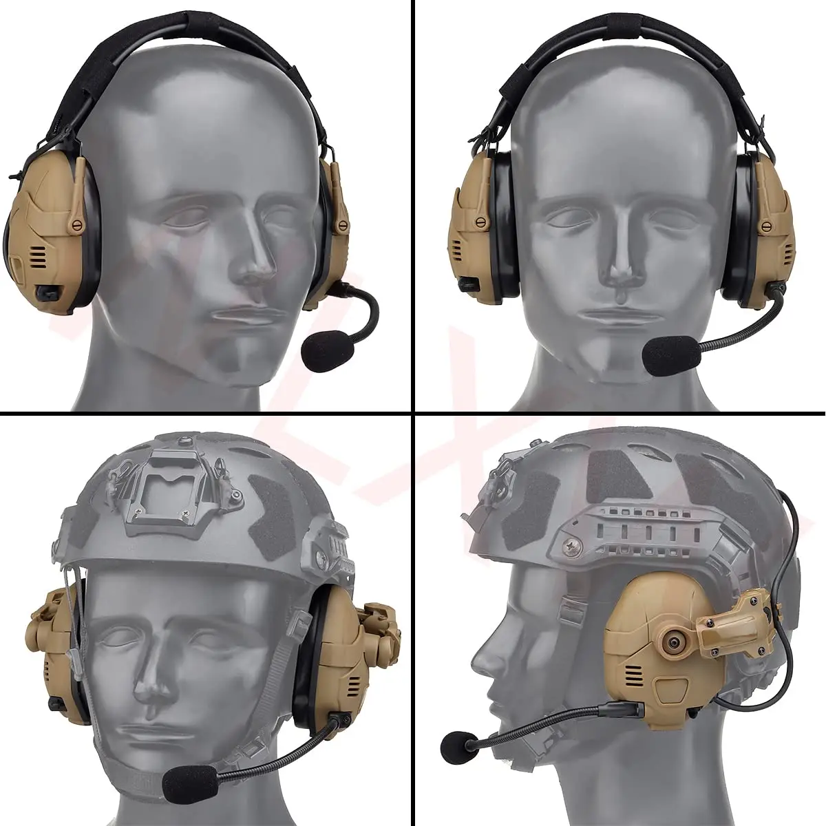 Auriculares tácticos retráctiles recargable por Bluetooth, auriculares Airsoft con cancelación de ruido, micrófono con orejera de silicona - imagen 2