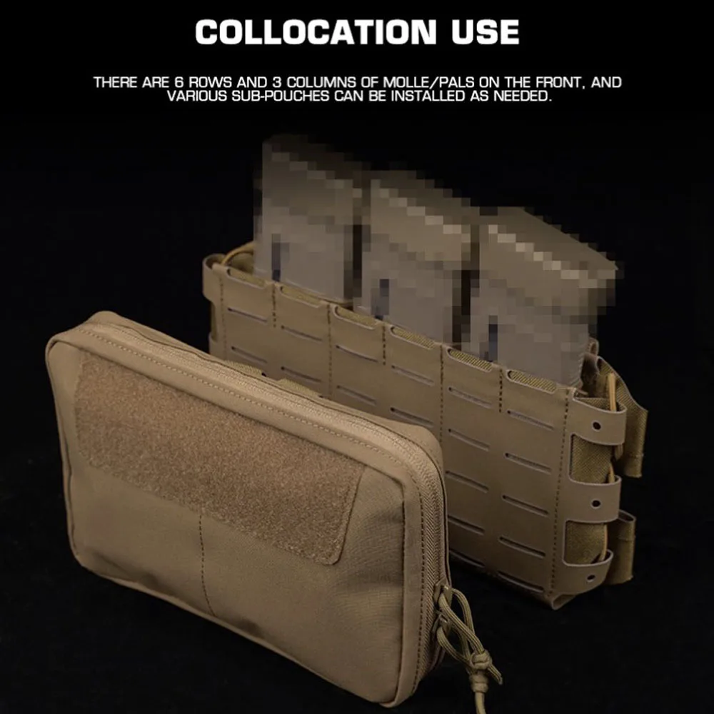 Bolsa táctica Triple para revistas, chaleco de caza multiusos, aparejo para el pecho, Panel frontal, liberación rápida, Molle AR M4, Airsoft Mag Bag Gear - imagen 5