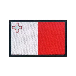Parches bordados de bandera maltesa de Malta, banda para el brazo, insignia bordada de gancho y bucle, rayas militares