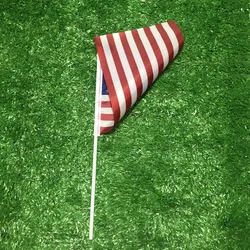 Bandera americana doble cara de poliéster con asta de plástico