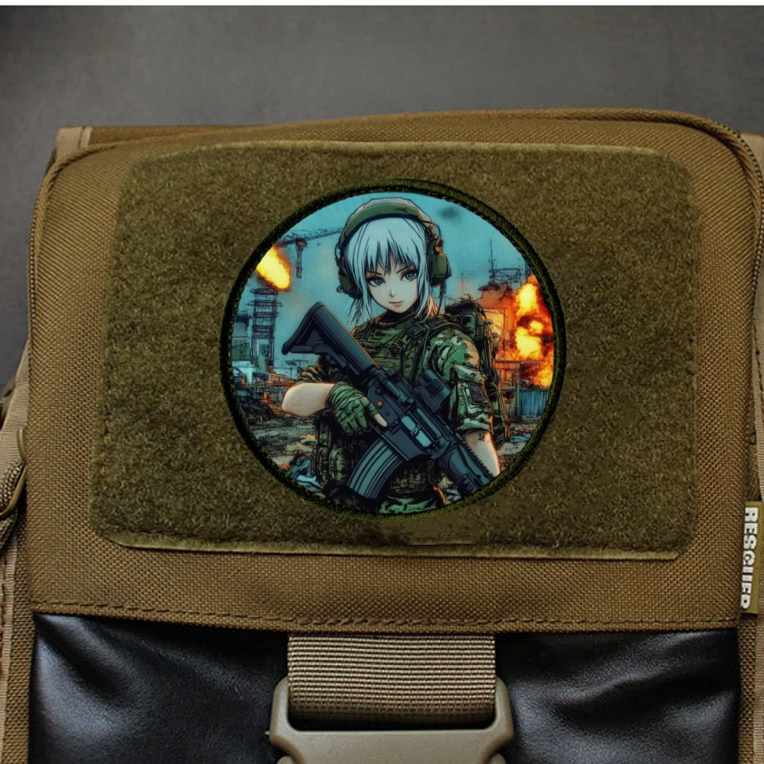 Insignia de moral de soldado femenino en guerra, parches tácticos, brazalete militar, pegatinas de gancho y bucle impresas para mochila de ropa - imagen 4