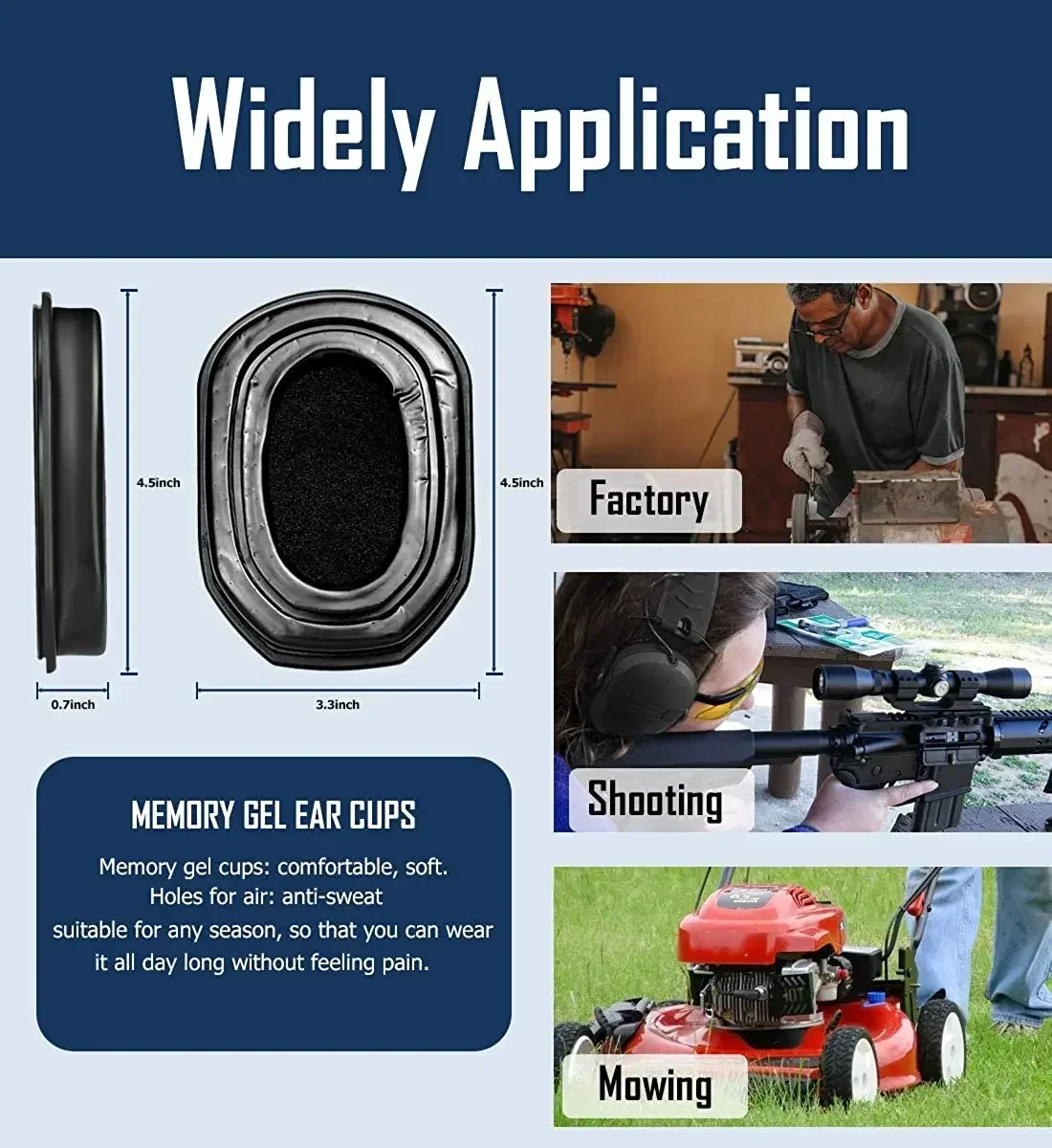 Almohadillas de repuesto rellenas de Gel para maquinilla de afeitar Walker de silicona, más cómodas para disparar, cazar, protección para los oídos, 1 par - imagen 5