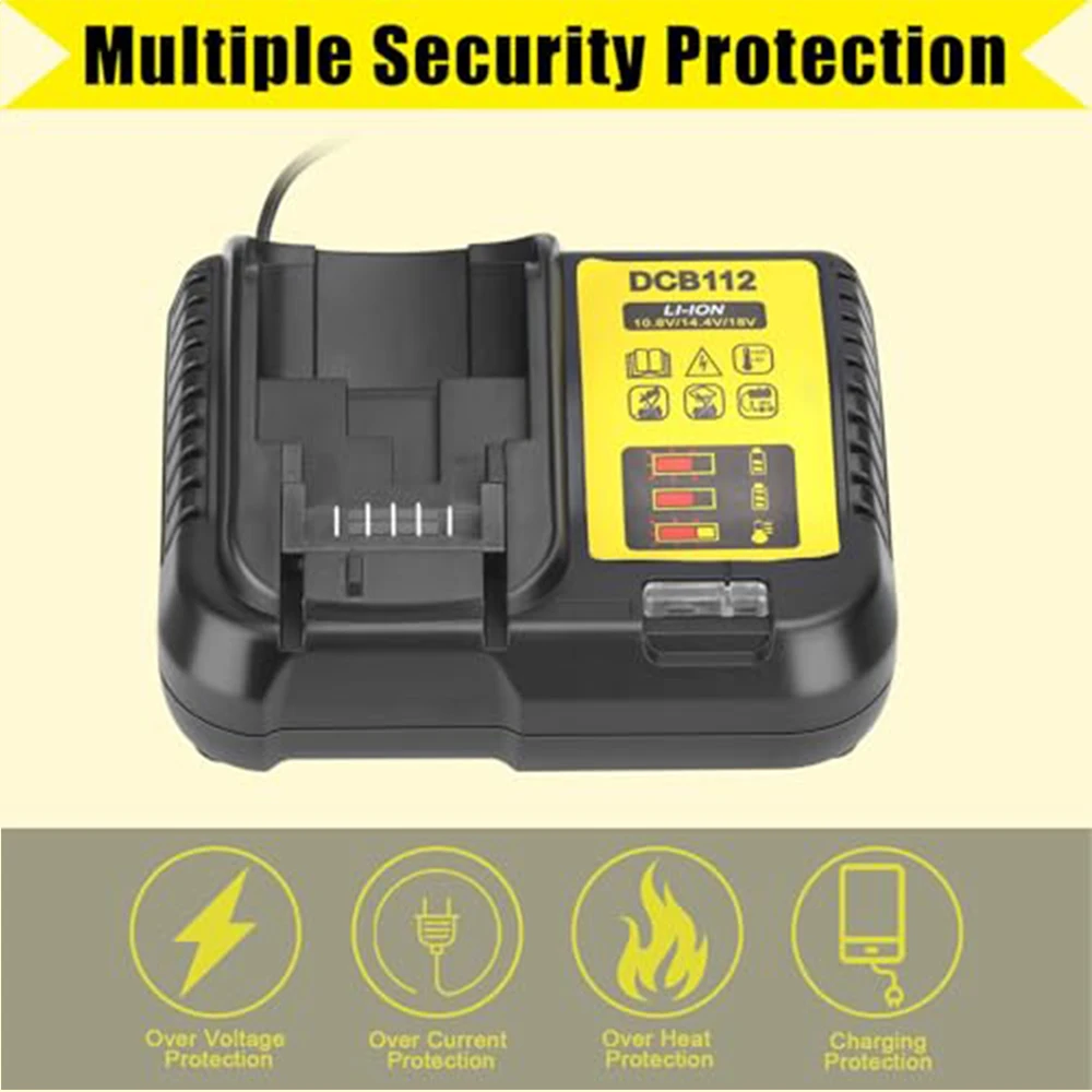 Cargador de batería de iones de litio DCB112 para DeWalt 10,8 V 12V 14,4 V 18V 20V 2A cargador de batería de litio para batería de herramientas eléctricas - imagen 4