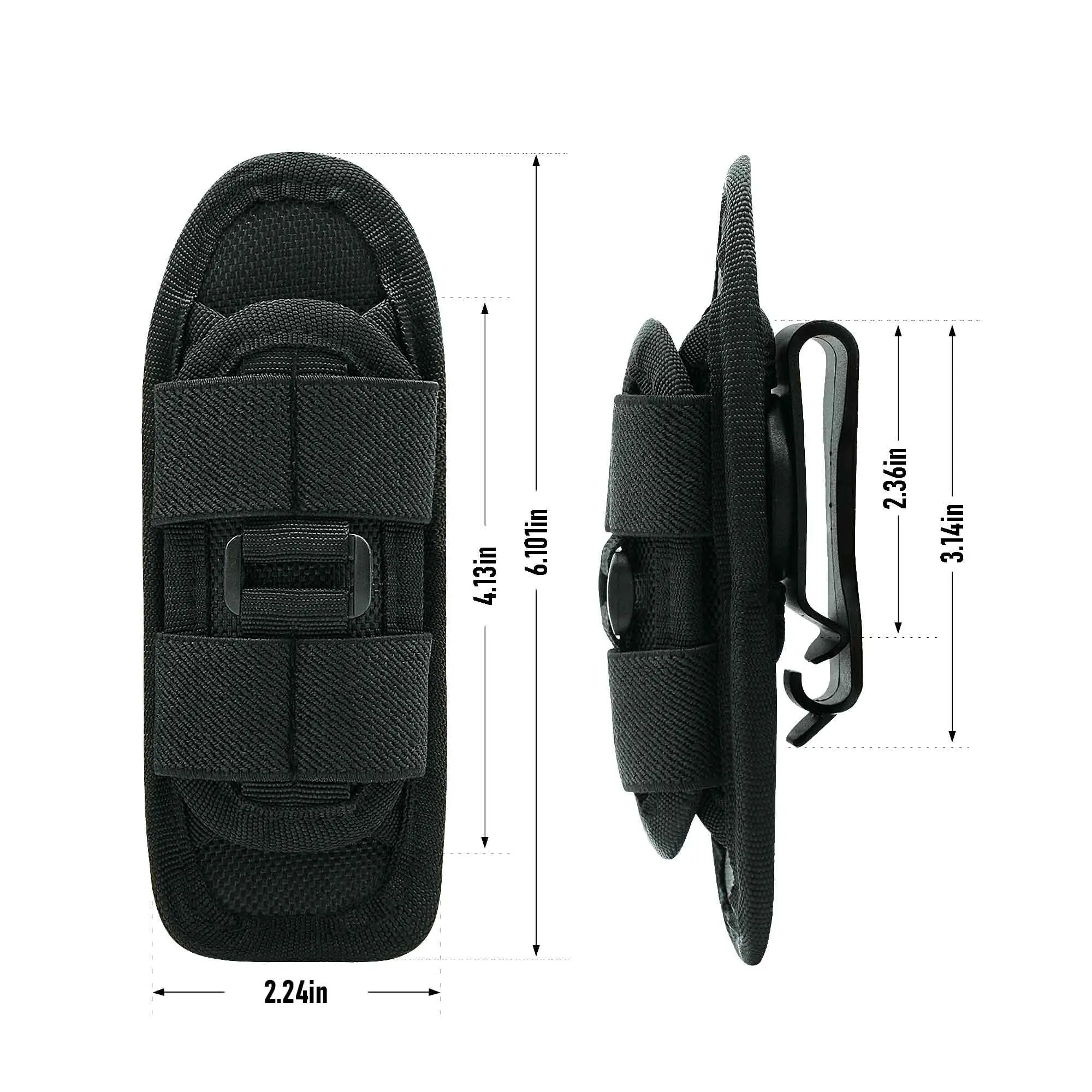Funda para linterna táctica, bolsa para linterna giratoria, Clip para cinturón, estuche de transporte para antorcha con mosquetón de 360 grados - imagen 4