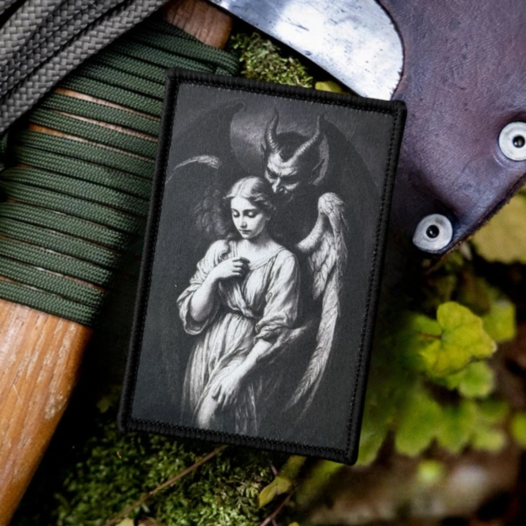 Insignia de moral táctica "ángel y demonio", parches de gancho y bucle con estampado para ropa, brazalete del ejército militar, mochila, sombrero, pegatina - imagen 2