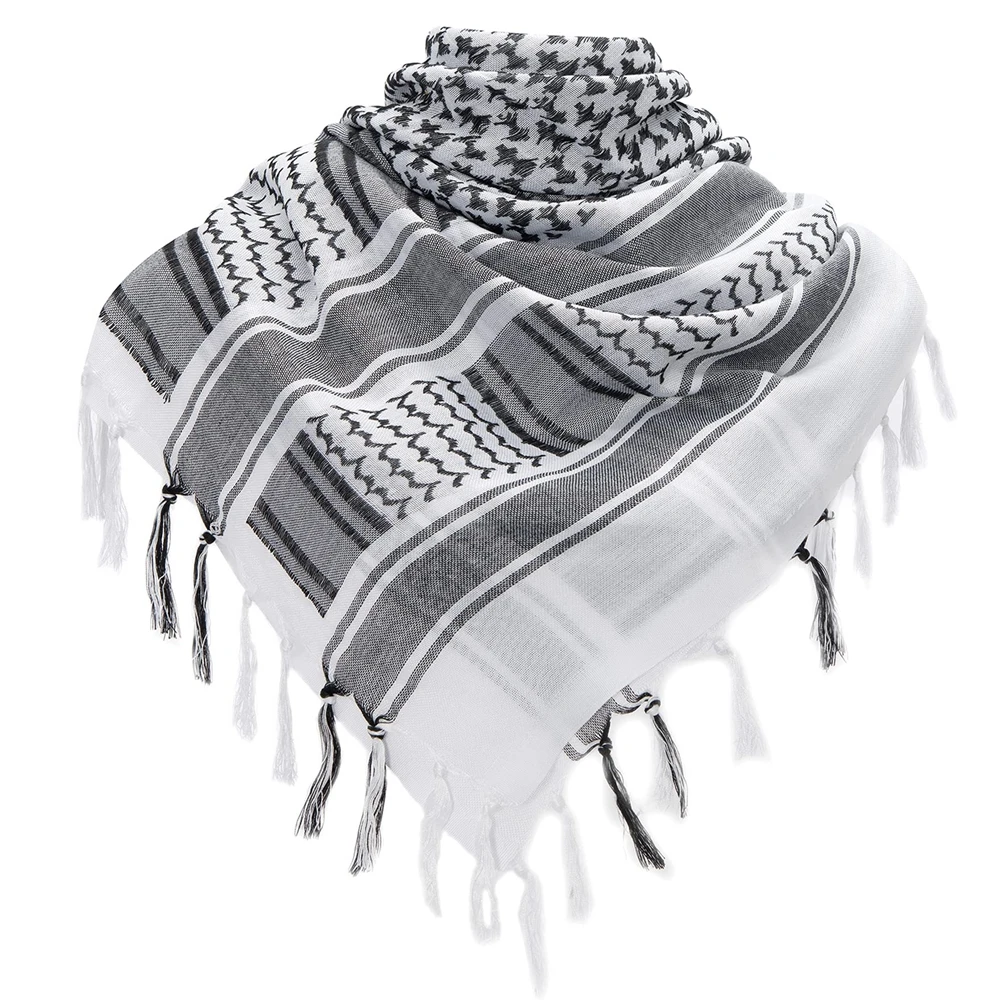 Shemagh-bufanda militar táctica árabe para hombre y mujer, Hijab musulmán a prueba de viento con borla, para senderismo al aire libre y desierto