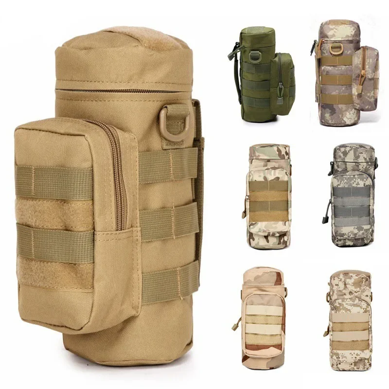 Bolsa para botella de agua para acampar al aire libre, bolsa para hervidor Molle, soporte para viaje, senderismo, soporte para botella de agua con cordón, bolsa para escalar y senderismo - imagen 3