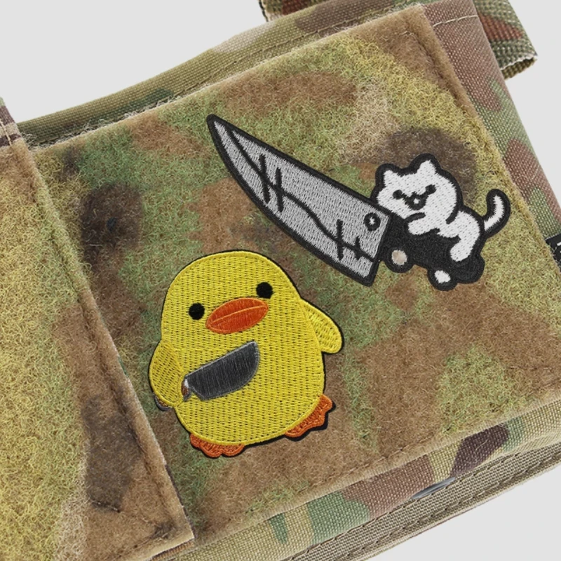 "Pull Out My 40 M Machete", divertido gato, pato amarillo, parche de gancho y bucle, cuchillo grande, brazalete de gatito, insignia de moral, mochila táctica para exteriores