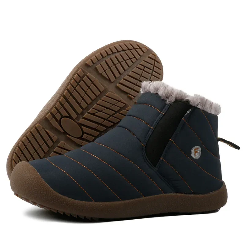 Zapatos de invierno para hombre, botas de nieve de Color sólido para amantes, botas de esquí impermeables con parte inferior antideslizante de felpa para mantener el calor, talla grande 35-48 - imagen 5