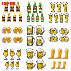 10 unids/lote, nueva taza de cerveza de dibujos animados, parche bordado, taza de cerveza, parches para planchar para ropa, chaquetas, pantalones vaqueros, sombreros, pegatina para coser DIY