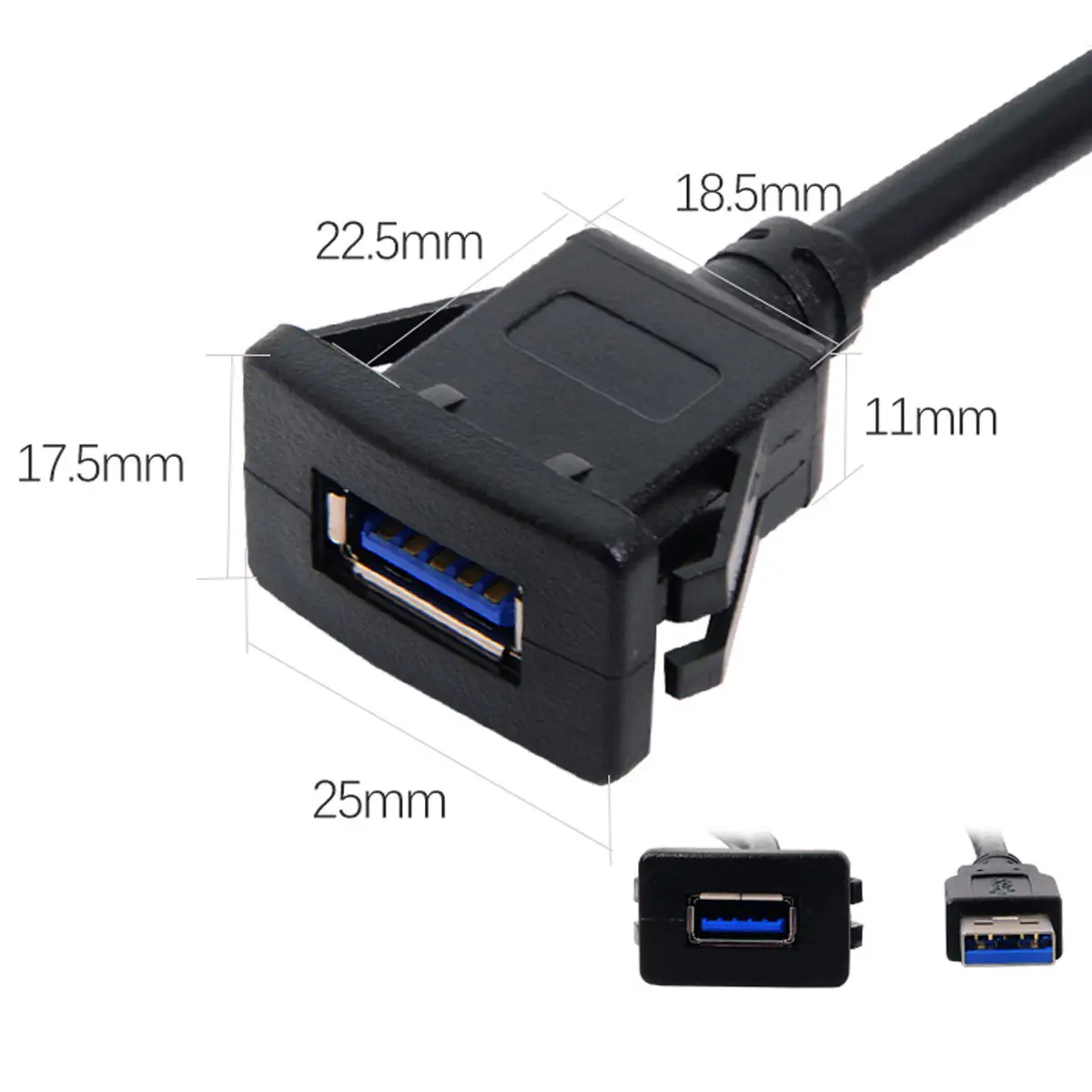 CY-Cable auxiliar para Panel de salpicadero de coche, montaje de pestillo de extensión USB 3,0, 1m, resistente al agua - imagen 2
