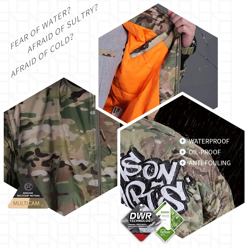 EmersongearS, chaqueta Thermolite estilo MA1 para hombre, abrigo táctico cálido de camuflaje SoftShell, trajes para exteriores, senderismo diario, ropa deportiva para ciclismo - imagen 5