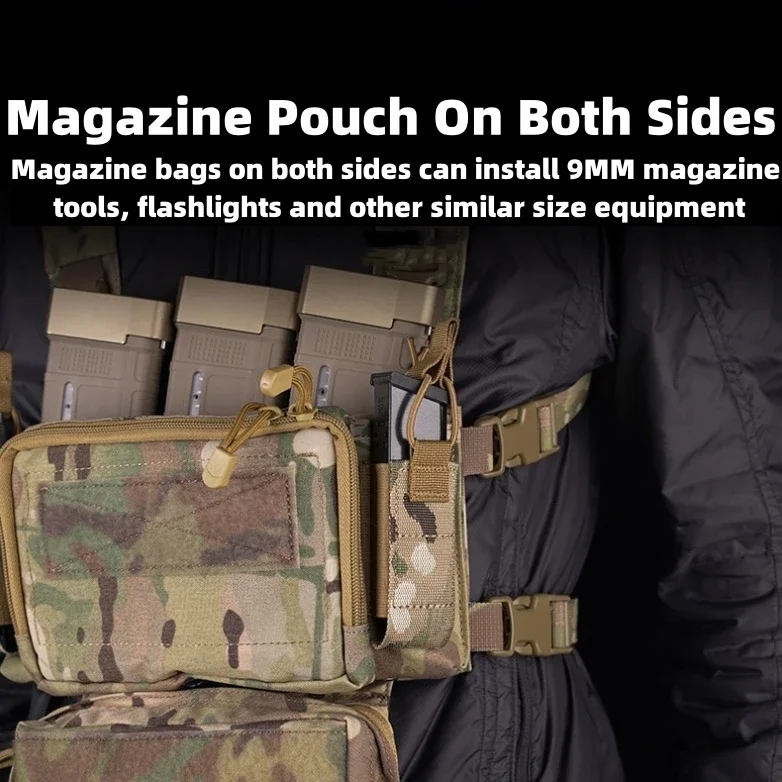 Chaleco táctico táctico D3CRM montado en el pecho, chaleco táctico Airsoft con bolsa Mag de 5,56/9mm, chaleco de caza al aire libre, Kit de montaje en el pecho táctico - imagen 4