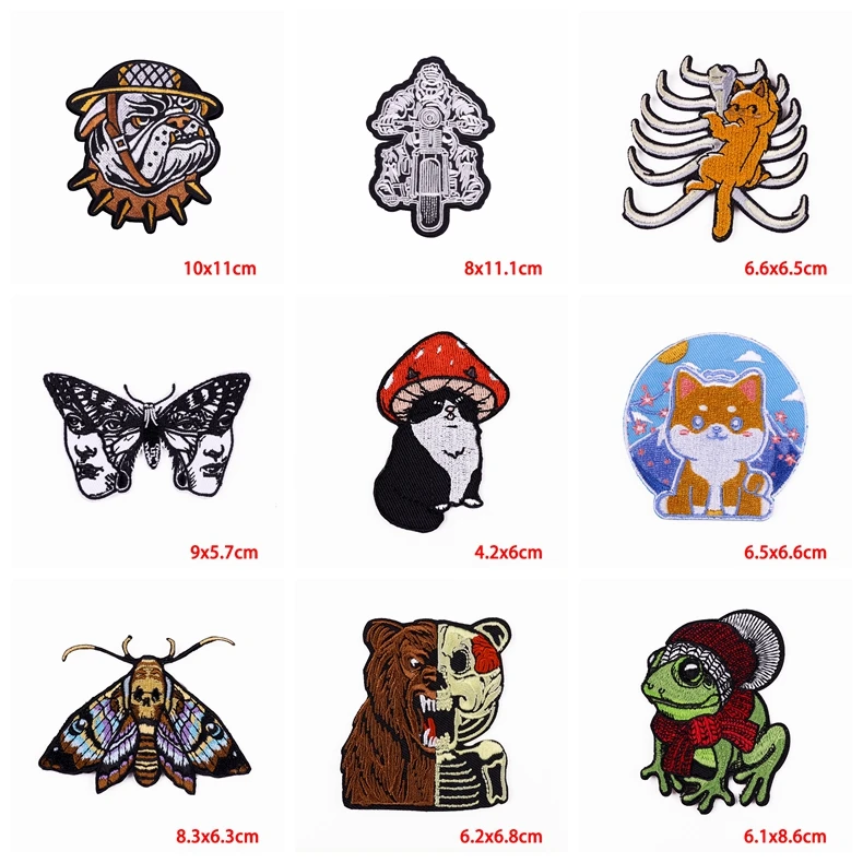 Parche bordado de mariposa para ropa, Parche de Animal para planchar para ropa, mono, oso, Rana, pegatina para coser, 10 unids/lote - imagen 4