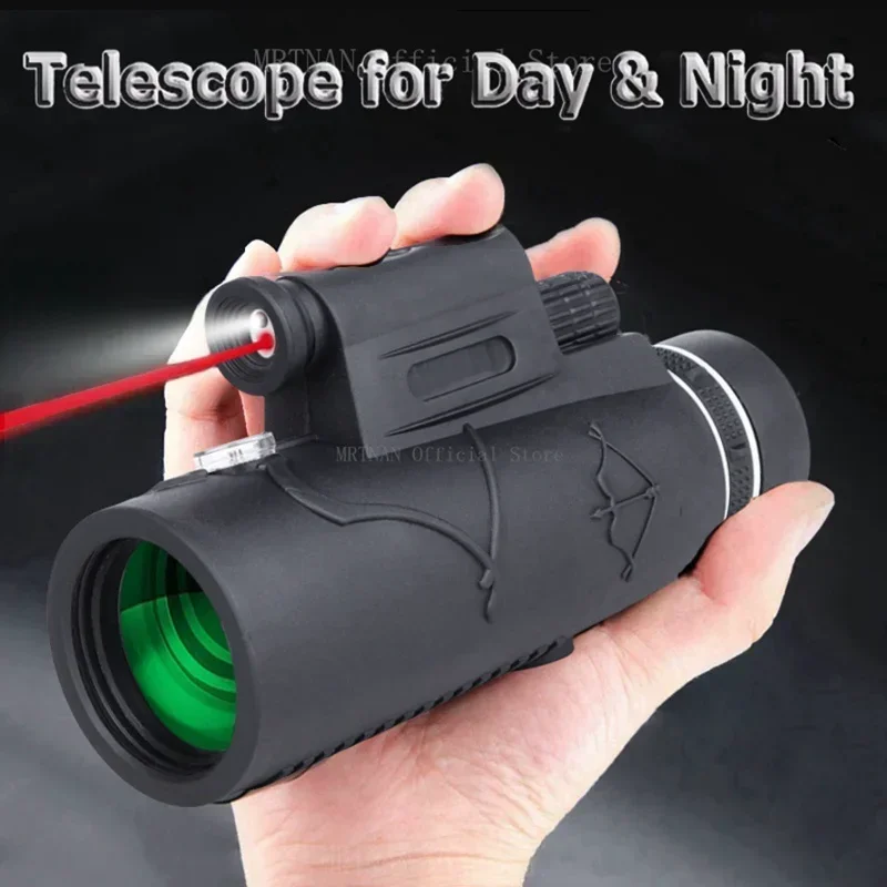 Potente telescopio Monocular 50X60, binoculares portátiles, telescopio de largo alcance, caza, Camping con trípode, Clip para teléfono - imagen 3
