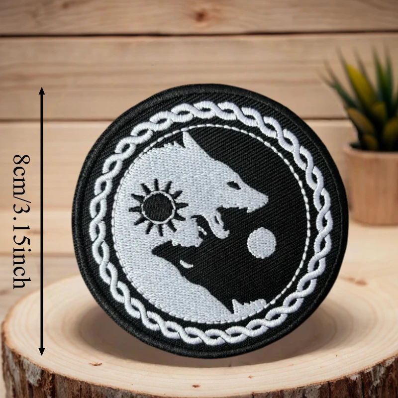Parche bordado de lobo, chaleco táctico de caballero, sombreros con gancho y bucle, insignia de moral, mochila, pegatinas decorativas, parches para brazalete para ropa - imagen 3
