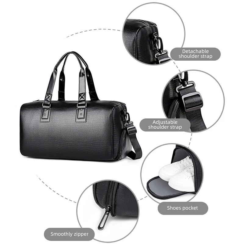 Bolsa de gimnasio para Fitness, zapatos de bolsillo para exteriores, equipaje de viaje de corta distancia, bolsos de hombro tipo bandolera, bolso grande de fin de semana para viaje de negocios - imagen 4