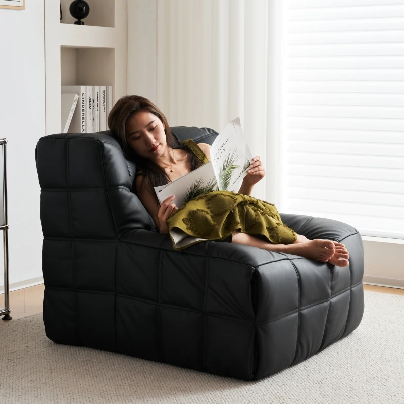 El sofá perezoso Kashima es lujoso y sencillo. Silla cuadrada de celebridades en línea de pana color crema - imagen 3