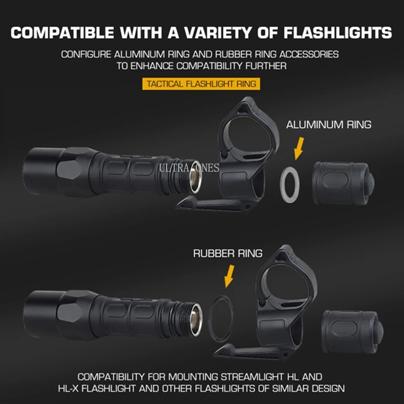 Adaptador de anillo portátil para linterna táctica, accesorio de caza Compatible con múltiples modelos con diámetro interior de 2,2 cm - imagen 4