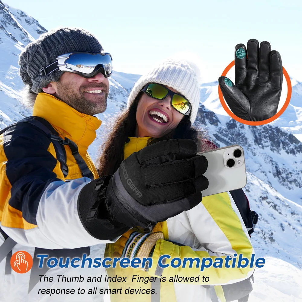 Guantes de dedo completo para esquiar en invierno, guante térmico impermeable a prueba de viento para pantalla táctil, ciclismo al aire libre, moto de nieve, deporte, senderismo, bicicleta - imagen 2