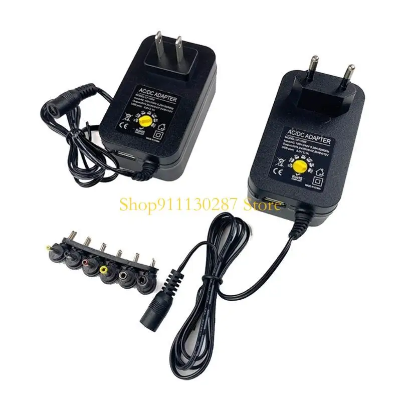 Adaptador corriente ACtoDC universal J1HC voltaje ajustable 3-12 V con 6 puntas conector y cargador USB conveniente y - imagen 3