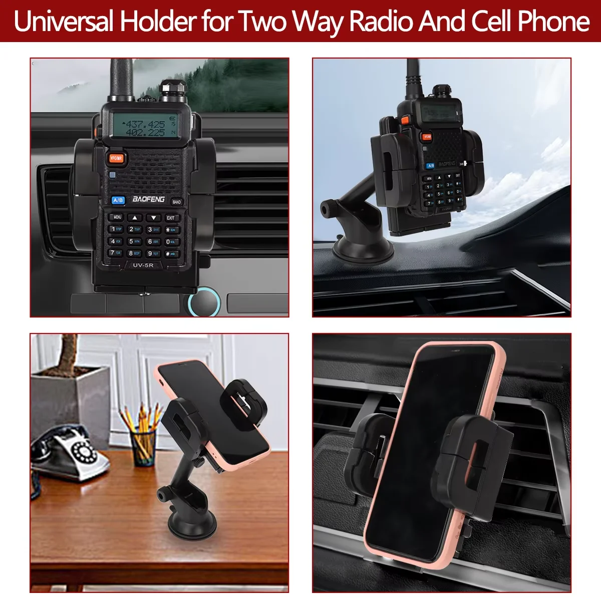 Soporte ABBREE para Walkie Talkie, soporte con Clip Simple para Baofeng UV-32 UV-5RH UV-21 PRO Quansheng UV-K5 Wouxun Tow Way Radio - imagen 5