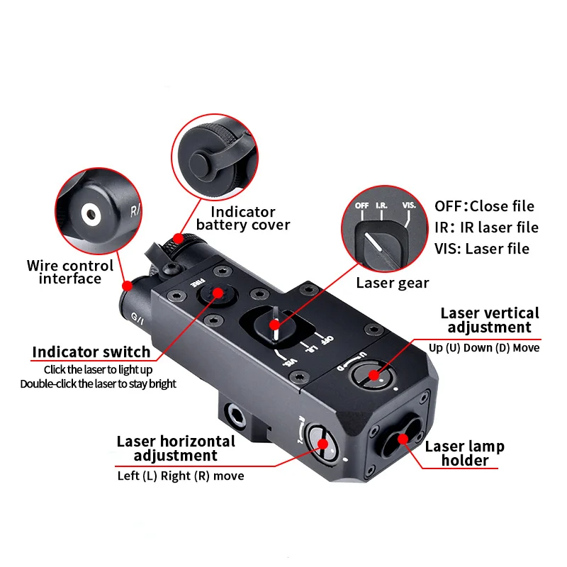 WADSN táctico CQBL rojo/verde/azul/IR láser y Mod Surefir con interruptor remoto Dual Fucntion para luz de caza Airsoft - imagen 5