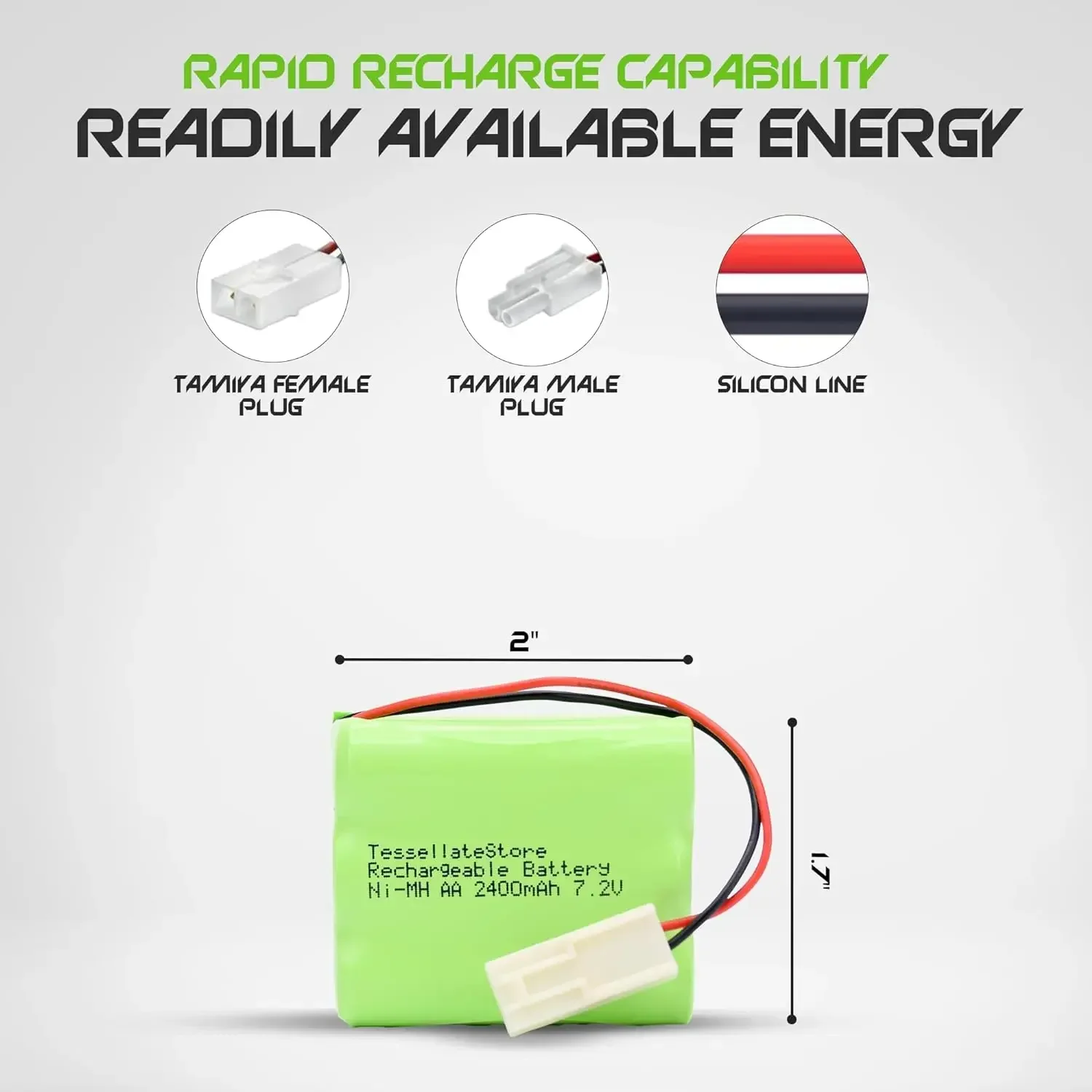 Batería recargable Ni-MH AA de 7,2 v y 2400mah, enchufe de EL-2P para control remoto, juguetes, tanques de coche, Robots, pistola de barco, Dron Rc - imagen 4