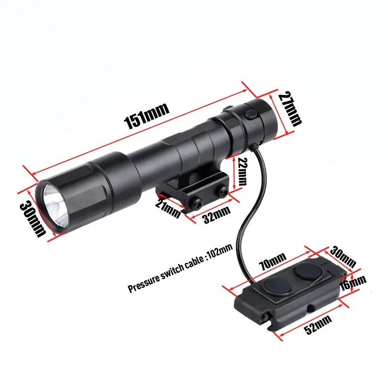 WADSN-linterna LED para arma de caza, accesorio táctico con interruptor de presión, IR, riel Picatinny de 20mm, 2,0 - imagen 5