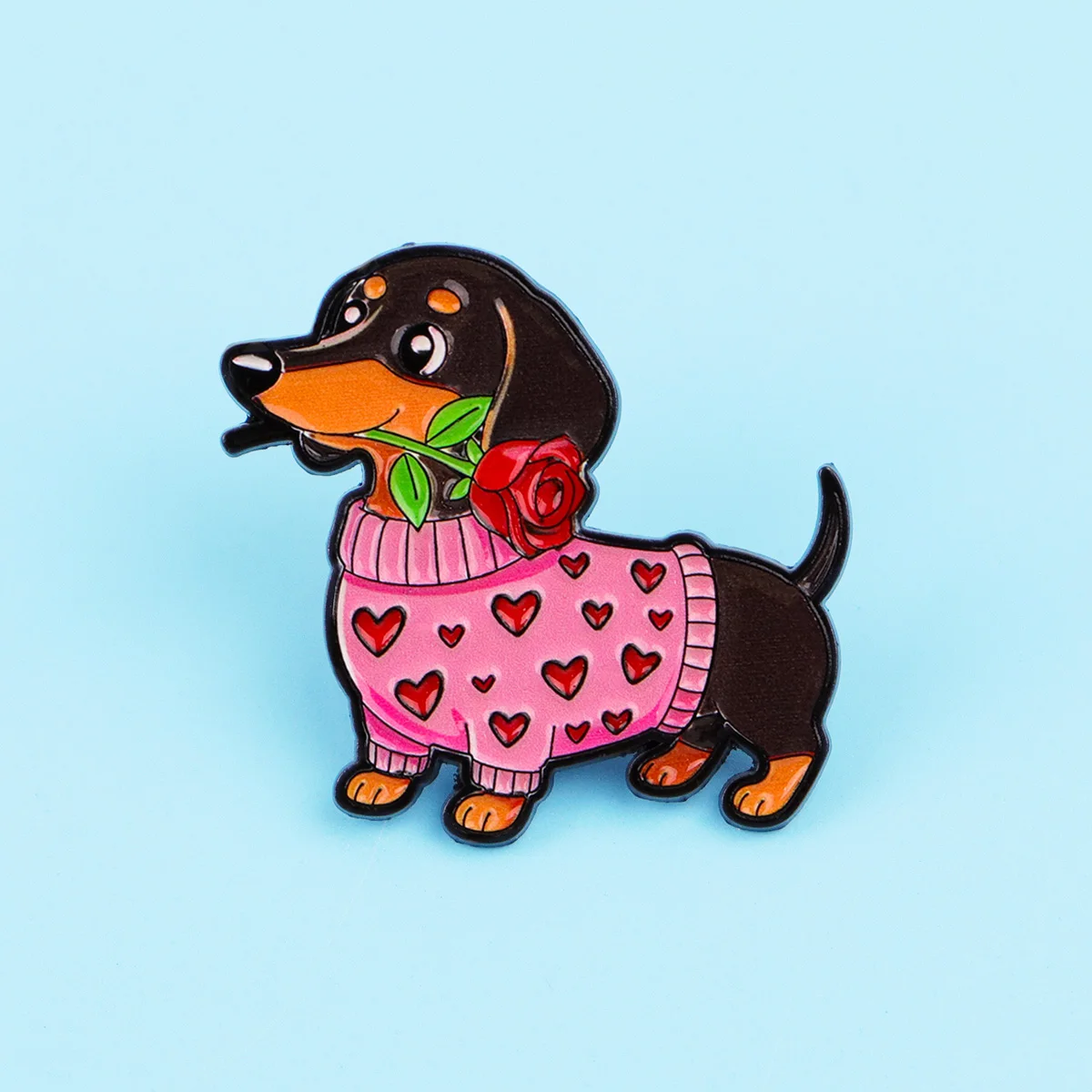 Broche esmaltado perro salchicha metálico para chaqueta y mochila - imagen 4