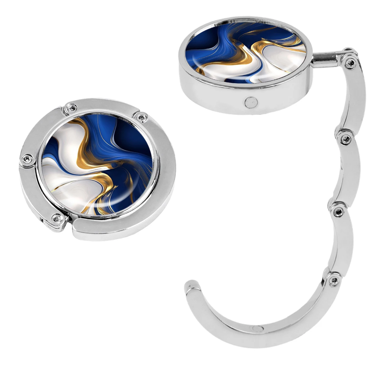 Ganchos para bolsos con diseño de mármol, soportes plegables de Metal para bolsas de mesa, perchas portátiles para monedero, accesorios de piezas únicas, ganchos antideslizantes - imagen 2