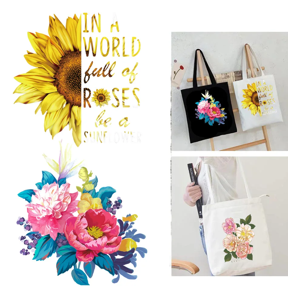 Pegatina térmica de transferencia de calor de flores a la moda para camiseta, parches lavables DIY para ropa, transferencia de hierro para sudaderas con capucha, decoración de bolso - imagen 2