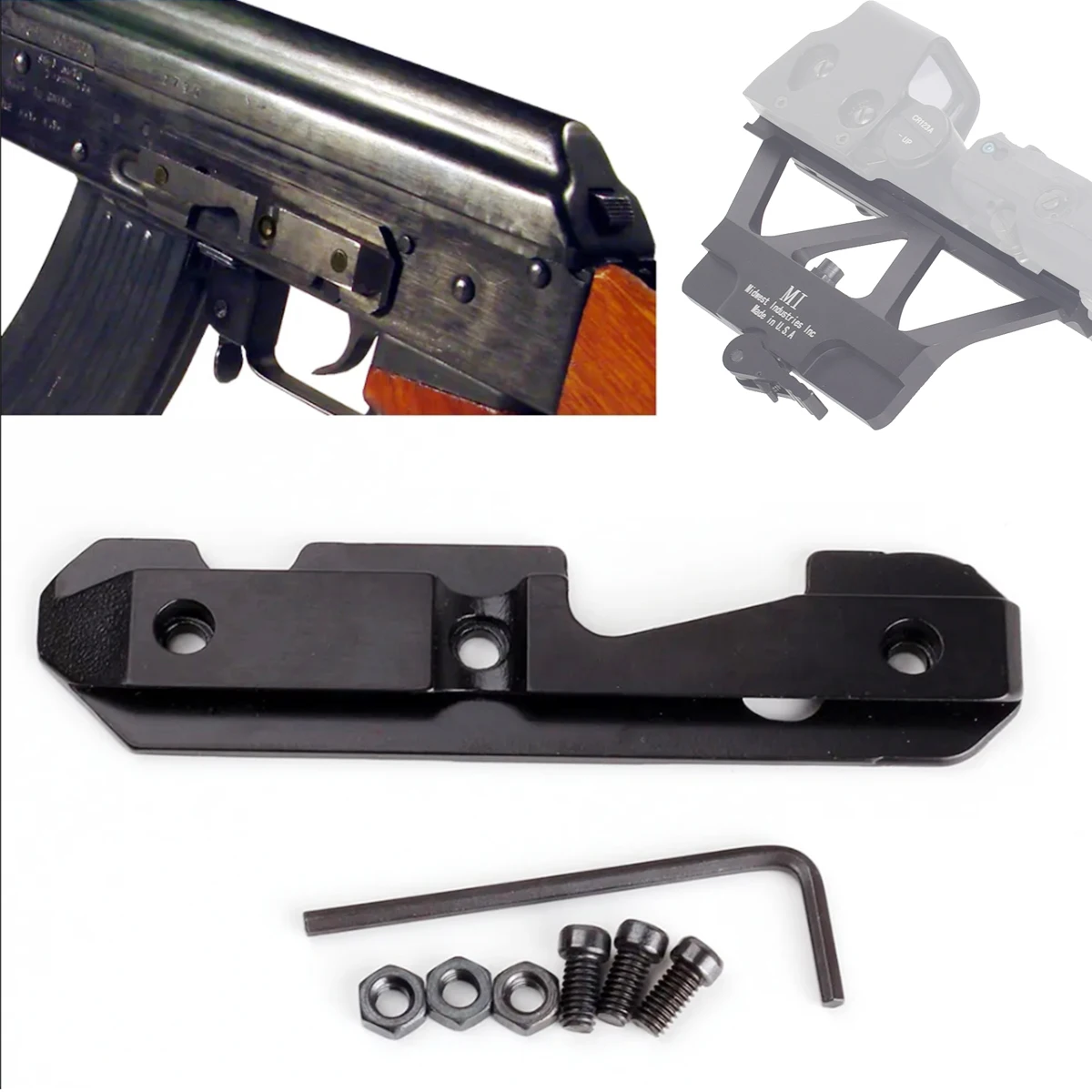 Riel de montaje lateral de cola de milano M1 AK de acero para receptores estampados fresados, se acepta accesorios de caza con montaje de punto rojo AK47 AK74 - imagen 4