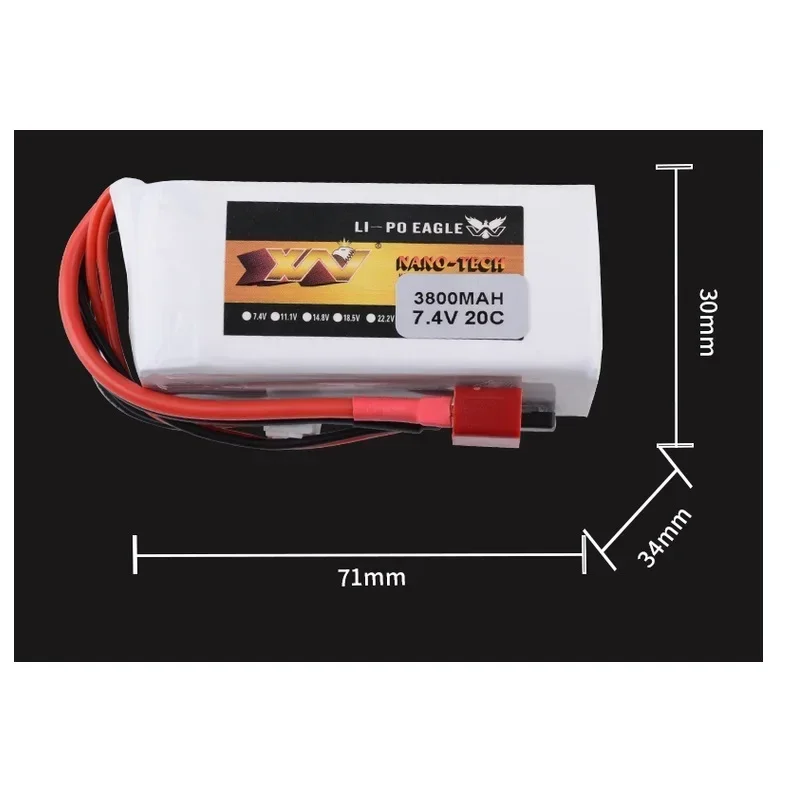 Batería Lipo mejorada de 7,4 V, 3800mAh, 20C para BAJA 5B, 5T, 5SC, modelo de coche con control remoto, receptor de gasolina, accesorios para drones - imagen 2