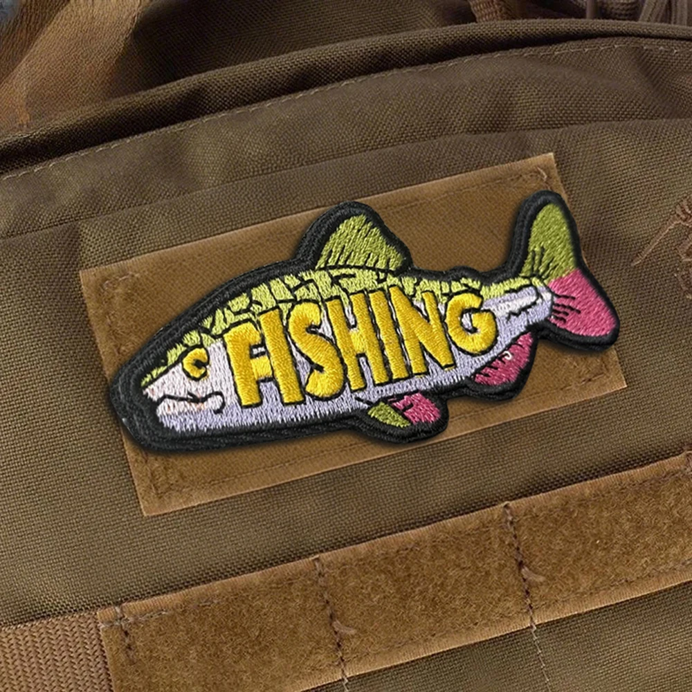 Parche táctico de pesca, parches bordados con gancho y bucle divertidos, insignia de moral militar, brazalete del ejército, pegatinas para mochila - imagen 3