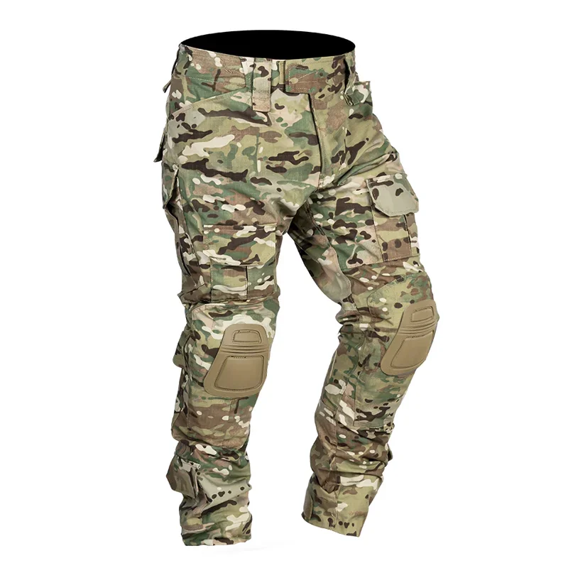 Pantalones de combate para hombre con rodilleras, pantalones deportivos de carga tácticos, ropa de entrenamiento Multicam de camuflaje resistente al desgaste, ropa de caza y senderismo - imagen 2