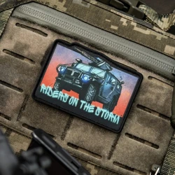 Parche táctico moral "Riders on The Storm", parches de gancho y bucle impresos para ropa, brazalete militar táctico, pegatina para mochila