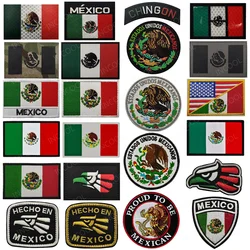 Parches bordados con bandera de México, reflectantes IR, águila nacional infrarroja, apliques de banderas mexicanas, insignias de brazalete táctico de goma PVC