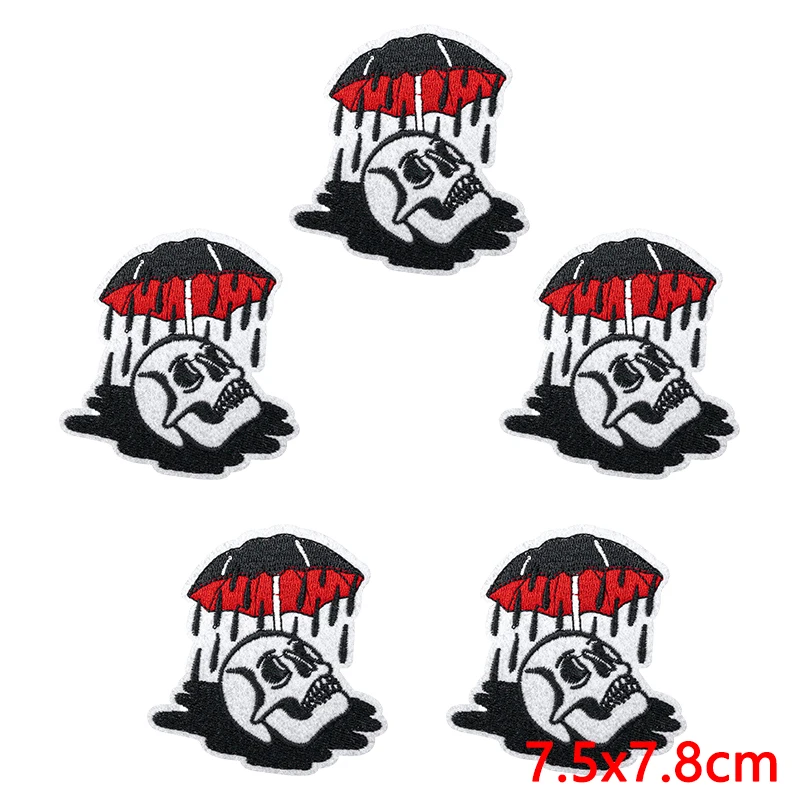 10 Uds. De parches bordados góticos Punk para ropa, chaquetas, mochila, bricolaje, serie cruzada negra, parches para planchar para ropa - imagen 4