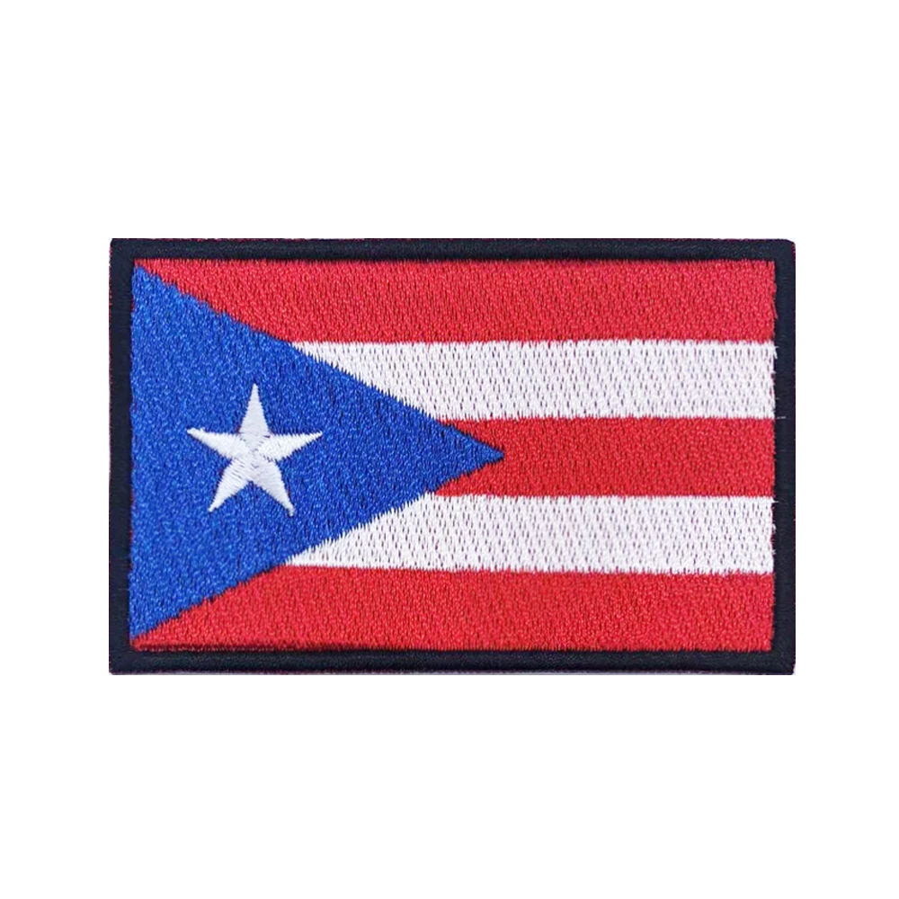 Parches de Puerto Rico con bandera puertorrica, brazalete, parche bordado con gancho y bucle, insignia bordada con hierro, raya militar