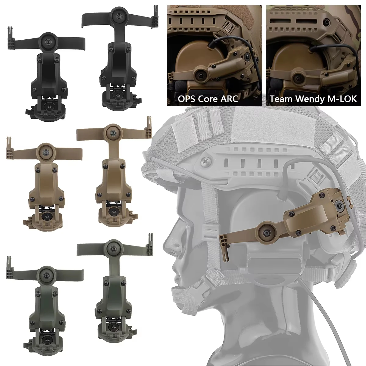 Auriculares tácticos Airsoft, nuevo Kit de montaje en riel con soporte, compatibles con auriculares C2/C3, auriculares de comunicación con cancelación de ruido Bluetooth - imagen 4