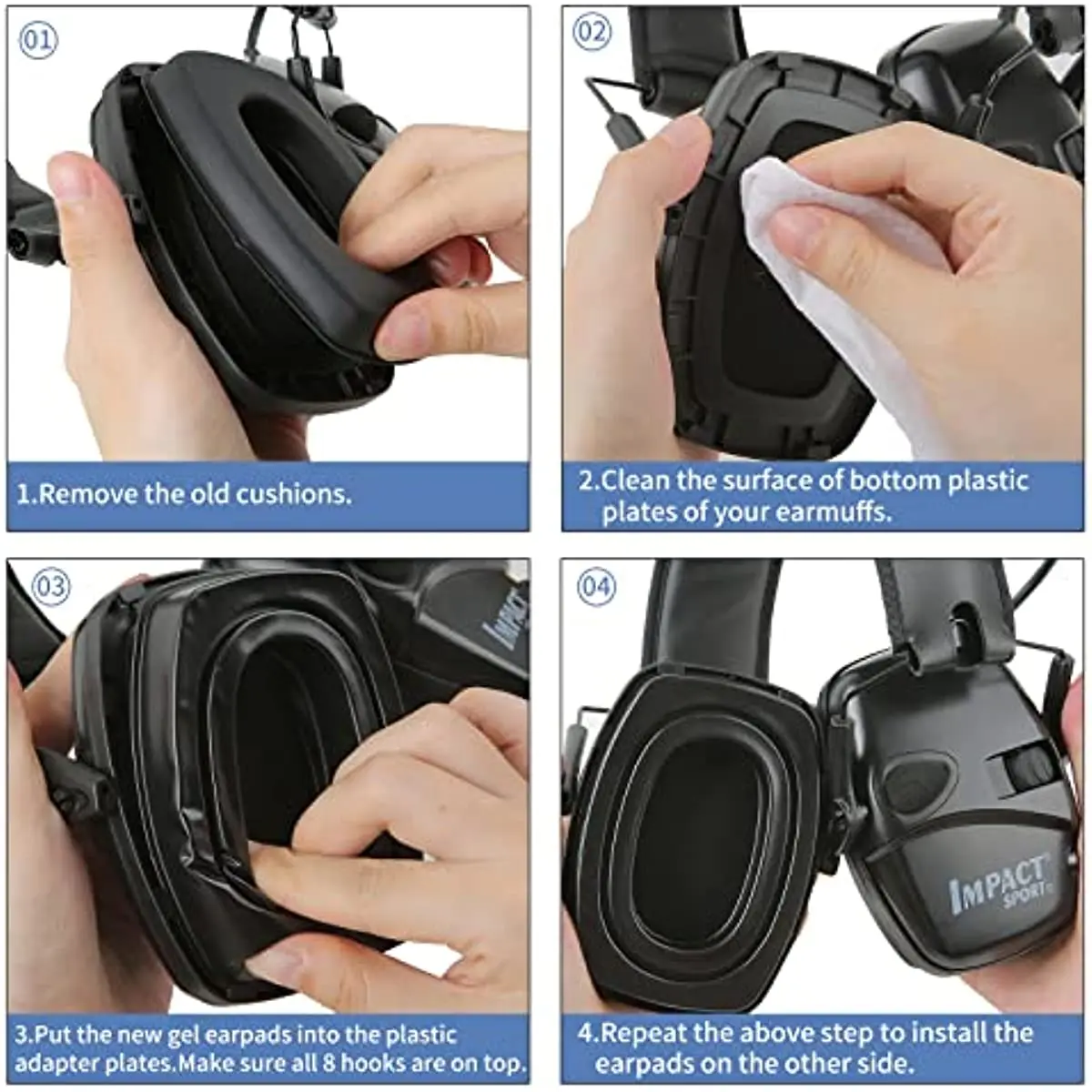 Almohadillas de Gel para Howard Leight Impact Sport, orejeras electrónicas para disparar, protección auditiva para caza, auriculares tácticos, 1 par - imagen 5