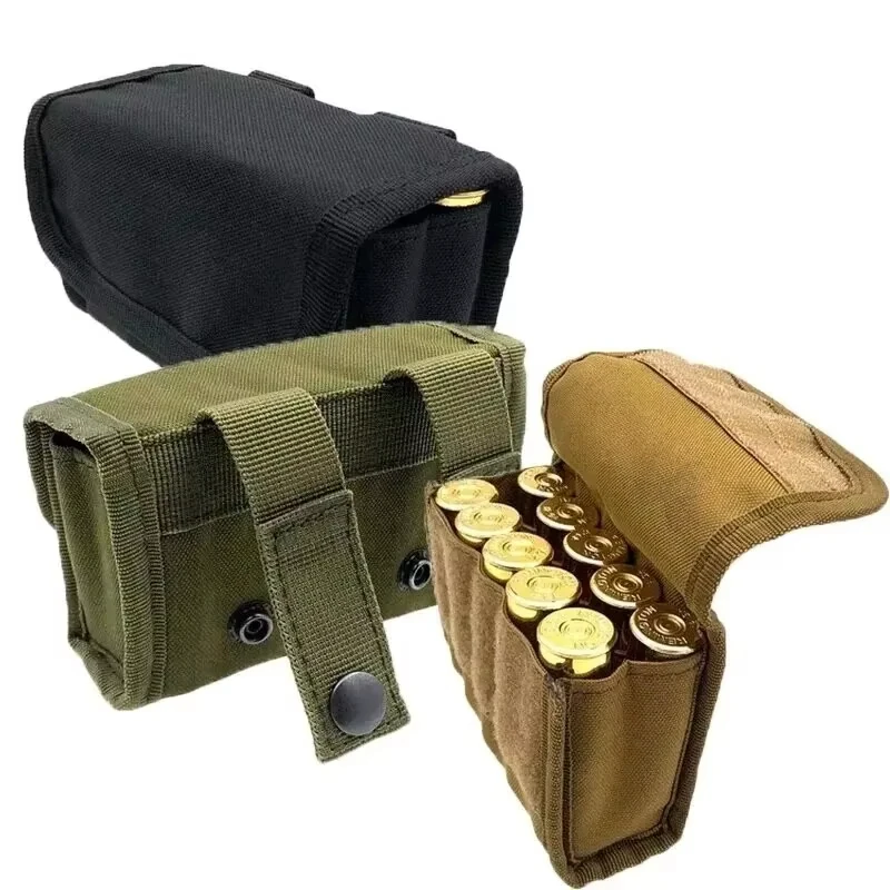 Bolsa de 10 cartuchos redondos, soporte de recarga de escopeta táctica, bolsa Molle para munición, calibre 12/20G, soporte para cartuchos redondos, piezas de pistola - imagen 3