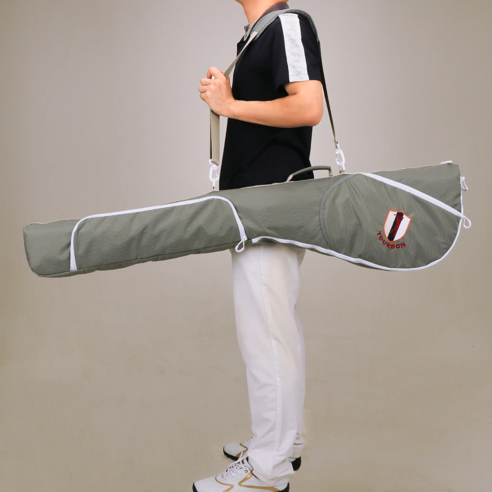 Tourbon Bolsa de golf de nailon para transporte cómodo, bolsa para palos de golf, bolsa de almacenamiento duradera para domingo, bolsa de viaje pequeña para campo de conducción, impermeable - imagen 2