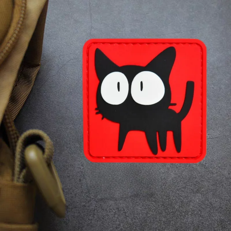 Parche de PVC de gato negro, insignia de moral táctica con gancho y bucle, accesorios de decoración para mochila militar, parches adhesivos para ropa - imagen 4