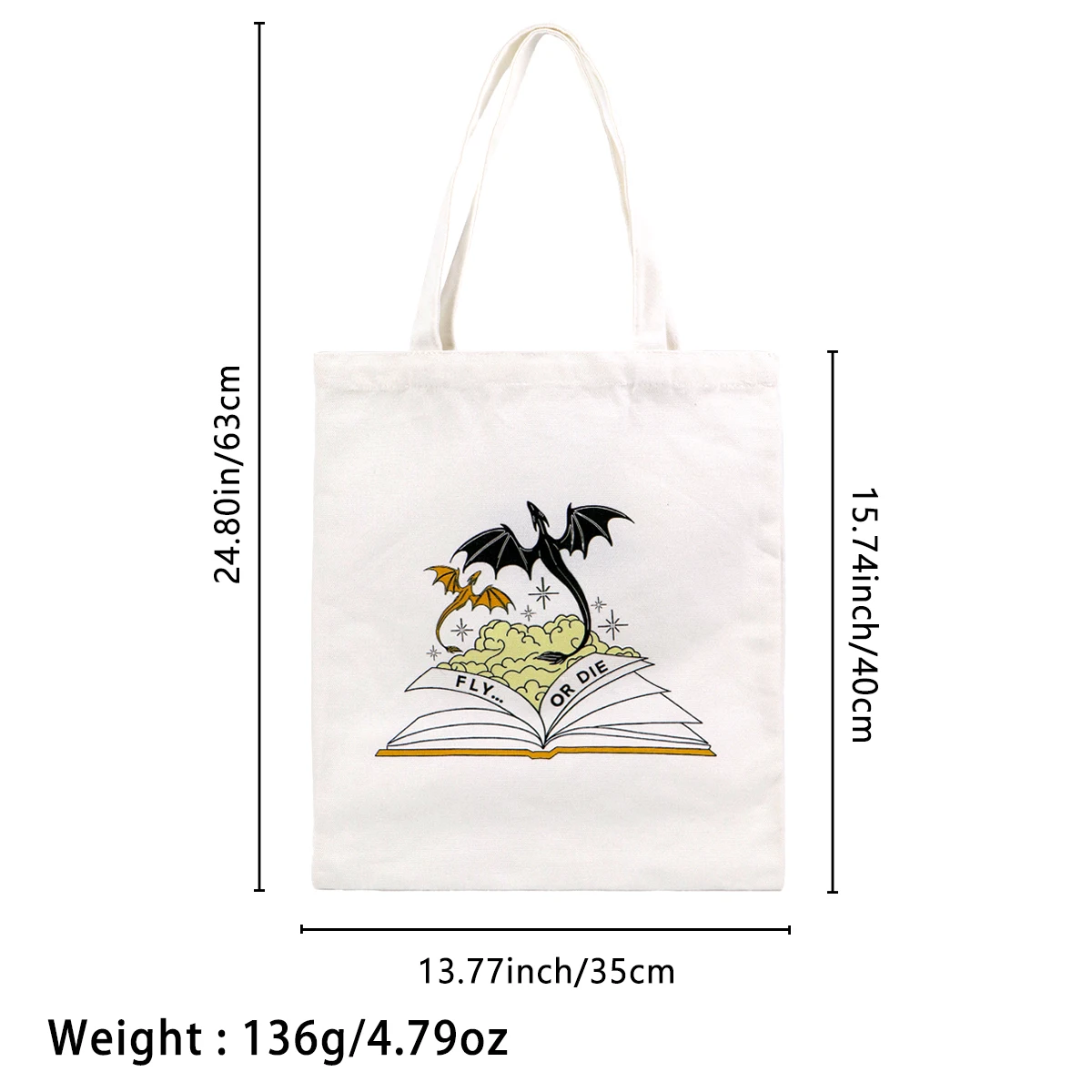 Bolso de lona de dragón, bolso de mano plegable, organizador de almacenamiento portátil, bolso de compras para mujer, bolso de hombro de colegio - imagen 5