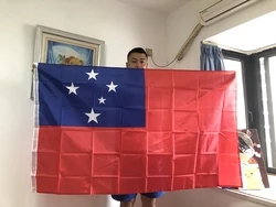 BANDERA DE CIELO Bandera de Samoa 90x150cm Doble penetración Poliéster Colgante Samoa WS Bandera de Samoa Americana con ojales de latón para Decoración