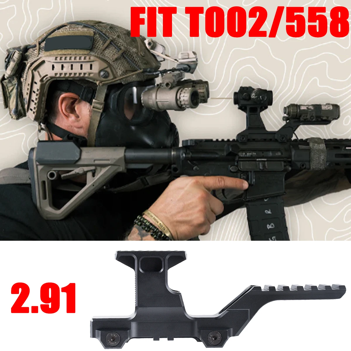 Soporte Elevador para Mira Holográfica 2.91“ Hydra Mount UNITY T02 Sight 558, Mira de Punto Rojo, Equipo de Caza con Riel de 20mm para AR15 - imagen 3