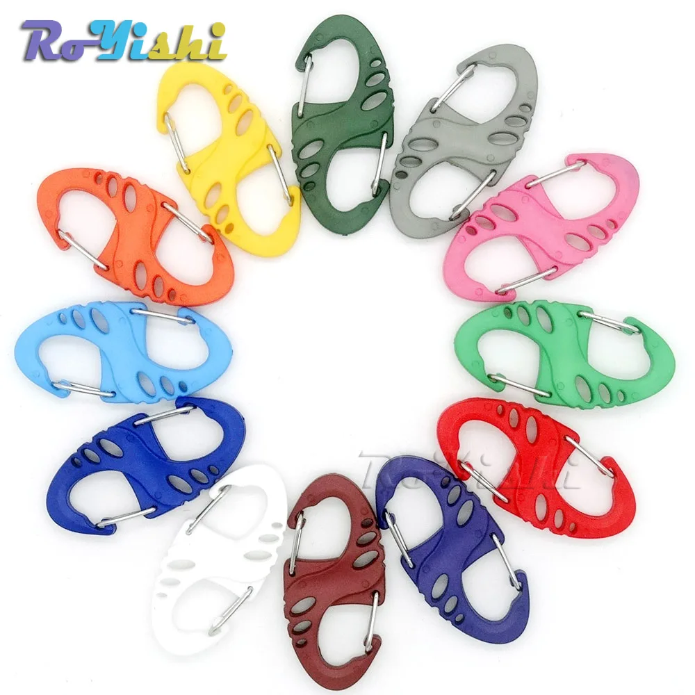 12 unids/pack de Clips de mosquetón de plástico colorido en forma de S para pulsera/llavero de supervivencia Paracord - imagen 2